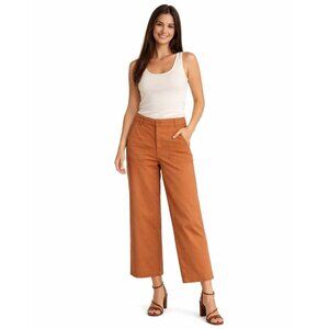 New Princess Highway Size 10 Rust Wide-Leg High Rise Cropped Pants Cotton Blend